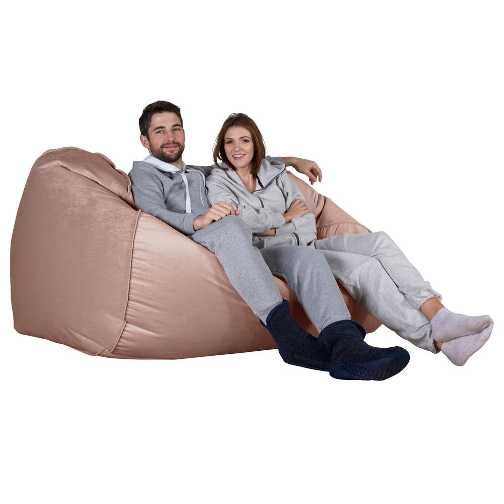 LOUNGE PUG®, Stor Sækkestol Sofa - Fløjl Lyserød