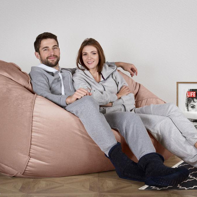 LOUNGE PUG®, Stor Sækkestol Sofa - Fløjl Lyserød