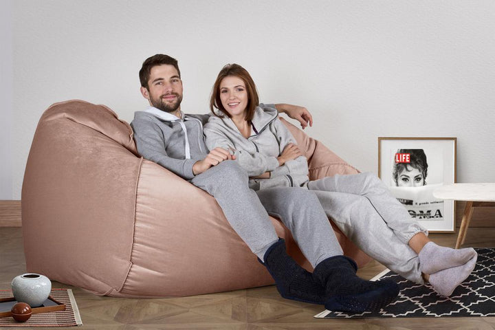 LOUNGE PUG®, Stor Sækkestol Sofa - Fløjl Lyserød