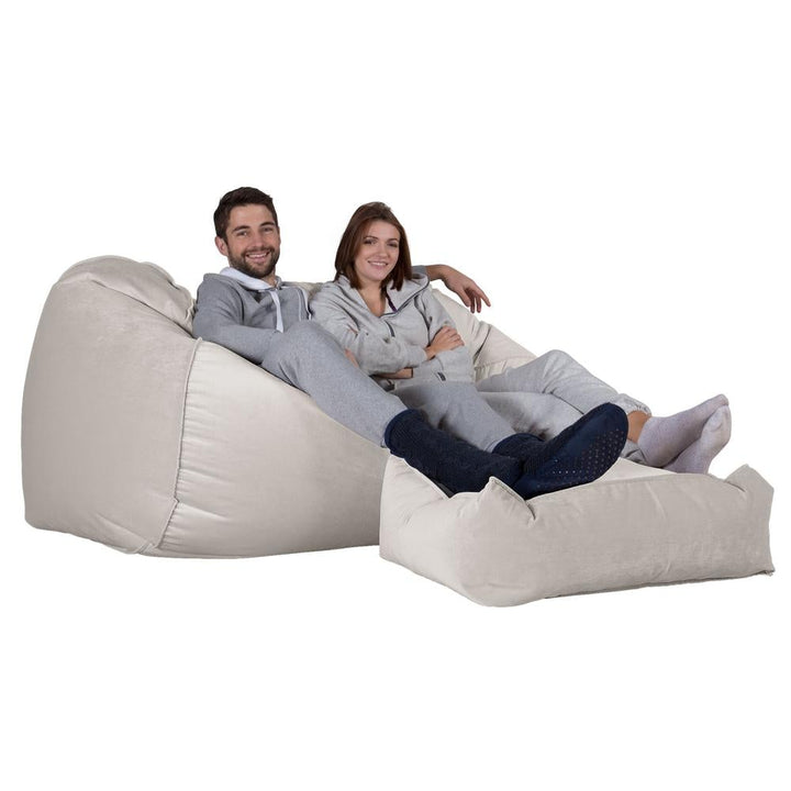 LOUNGE PUG®, Stor Sækkestol Sofa - Fløjl Sølv
