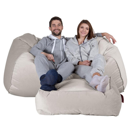 LOUNGE PUG®, Stor Sækkestol Sofa - Fløjl Sølv