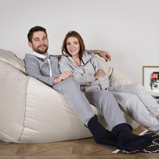 LOUNGE PUG®, Stor Sækkestol Sofa - Fløjl Sølv