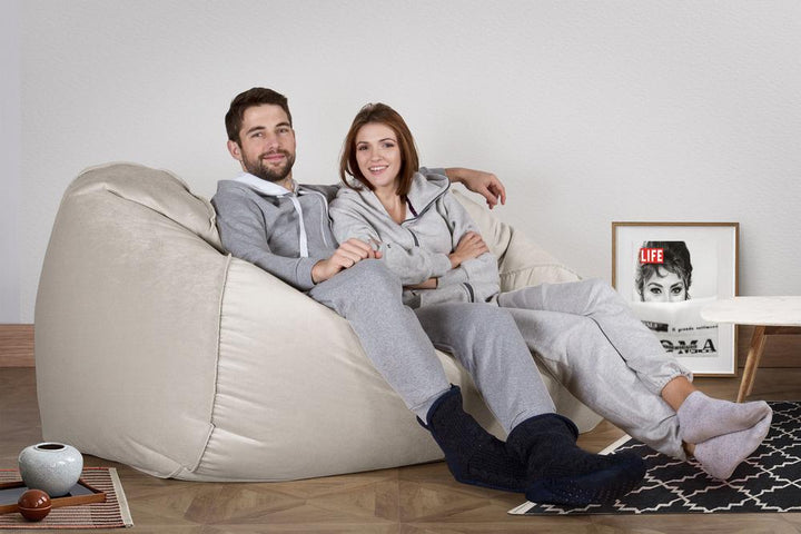 LOUNGE PUG®, Stor Sækkestol Sofa - Fløjl Sølv