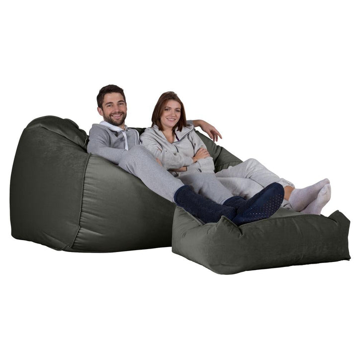 LOUNGE PUG®, Stor Sækkestol Sofa - Fløjl Grafit Grå
