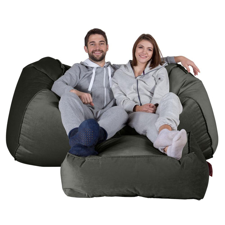 LOUNGE PUG®, Stor Sækkestol Sofa - Fløjl Grafit Grå