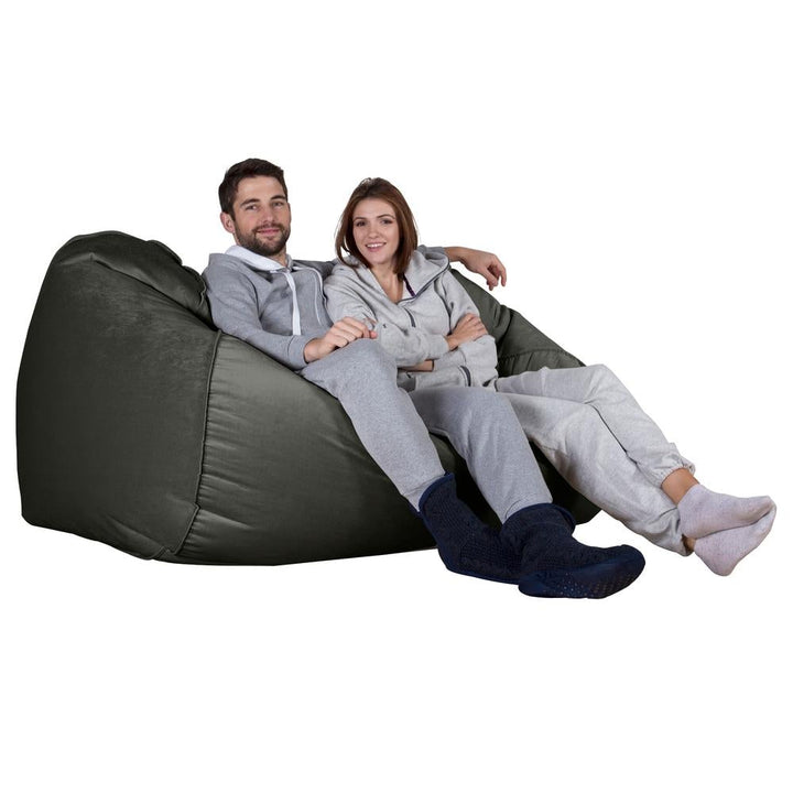 LOUNGE PUG®, Stor Sækkestol Sofa - Fløjl Grafit Grå