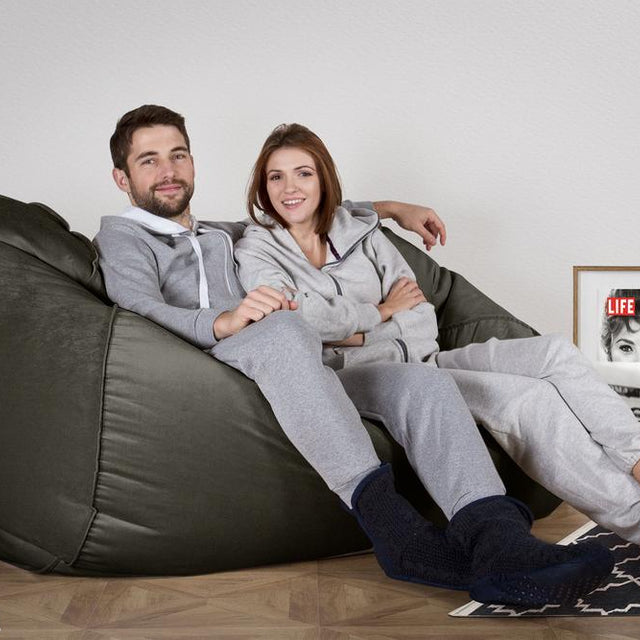 LOUNGE PUG®, Stor Sækkestol Sofa - Fløjl Grafit Grå