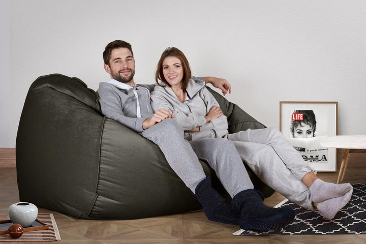 LOUNGE PUG®, Stor Sækkestol Sofa - Fløjl Grafit Grå