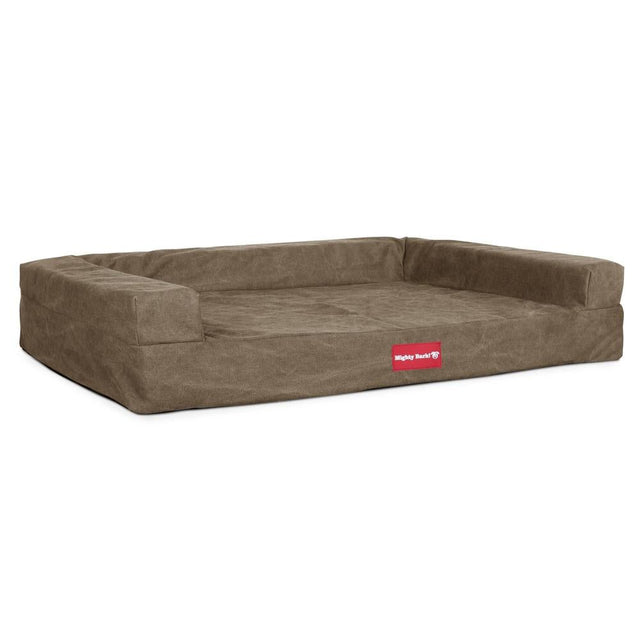 Mighty Bark, Hundesofa, Ortopædisk Hundeseng med Memory Skum, Stonewashed denim Kaki