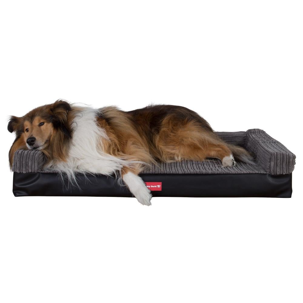 Mighty Bark, Hundesofa, Ortopædisk Hundeseng med Memory Skum, Kunstlæder Sort