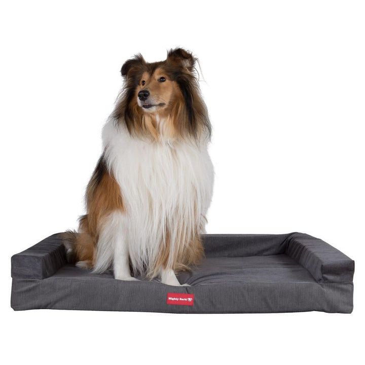 Mighty Bark, Hundesofa, Ortopædisk Hundeseng med Memory Skum, Chenille Grafit Grå