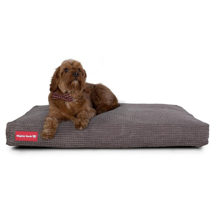Mighty Bark, Hundemadras, Ortopædisk Hundeseng med Memory Skum, Pom Pom Kul Grå