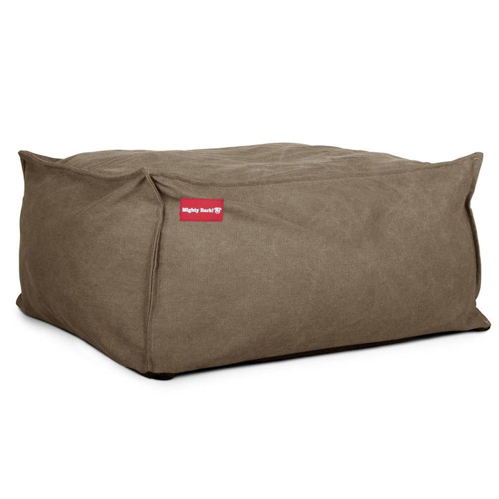 Mighty Bark, Hundepude, Puf, Hundeseng med Memory Skum, Stonewashed denim Kaki