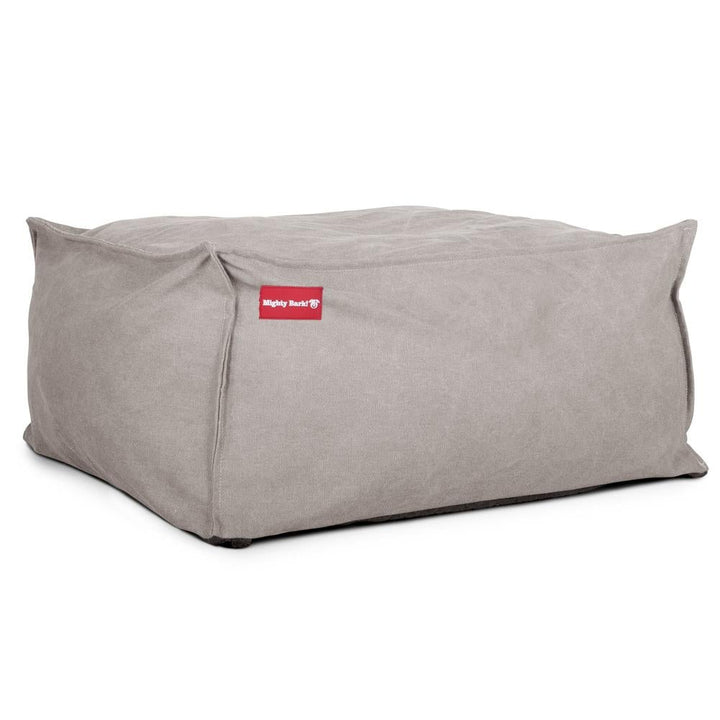Mighty Bark, Hundepude, Puf, Hundeseng med Memory Skum, Stonewashed denim Grå