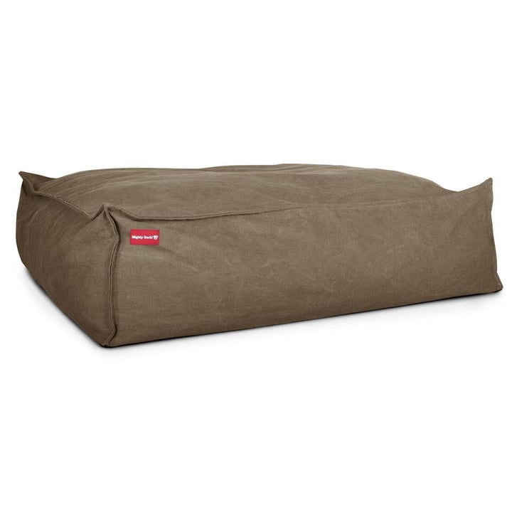 Mighty Bark, Hundepude, Puf, Hundeseng med Memory Skum, Stonewashed denim Kaki