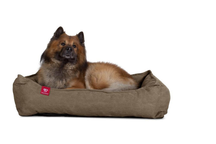 Mighty Bark, Hundekurv, Ortopædisk Hundeseng med Memory skum, Stonewashed denim Kaki
