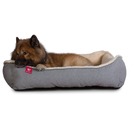 Mighty Bark, Hundekurv, Ortopædisk Hundeseng med Memory skum, Interalli-uld Grå