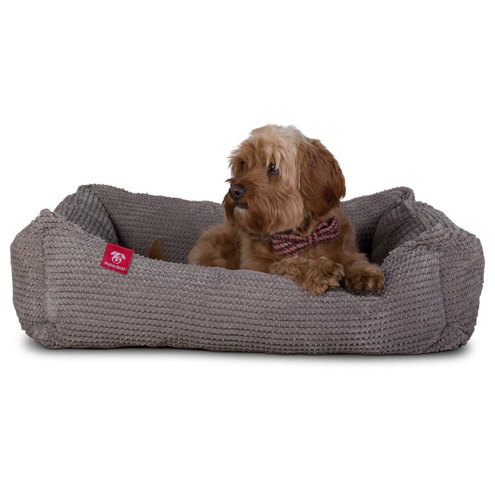 Mighty Bark, Hundekurv, Ortopædisk Hundeseng med Memory skum, Pom Pom Kul Grå