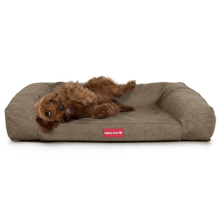 Mighty Bark, Hundefofa, Ortopædisk Hundeseng med memory Skum, Stonewashed denim Kaki
