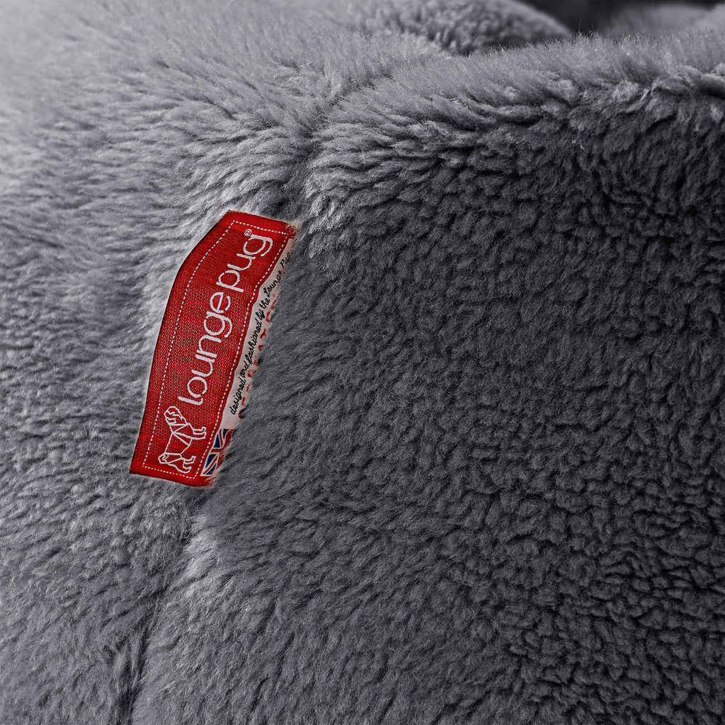 Kæmpe Sækkestol Sofa XXL 'Mega Mammut' - Korthåret Imiteret Pels Mørkegrå 05