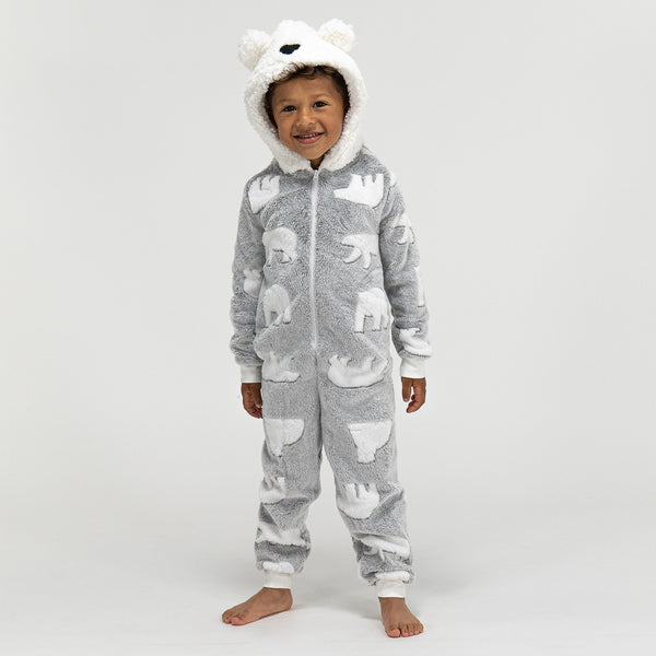 Fleece Dyr Onesie Pyjamas til Børn - Isbjørn 01