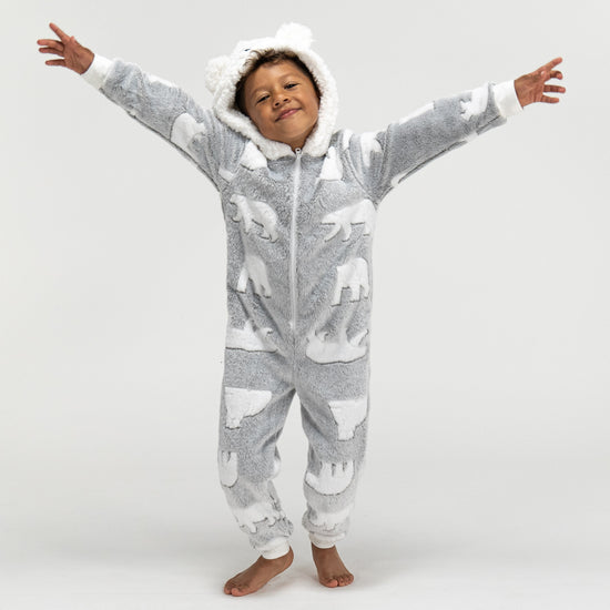 Fleece Dyr Onesie Pyjamas til Børn - Isbjørn 02