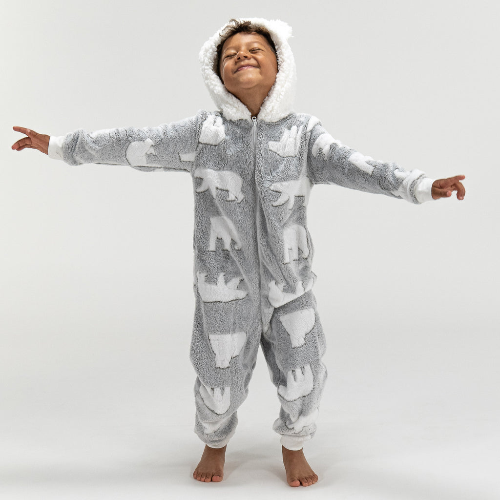 Fleece Dyr Onesie Pyjamas til Børn - Isbjørn 03