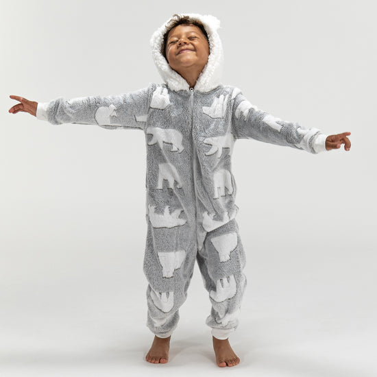 Fleece Dyr Onesie Pyjamas til Børn - Isbjørn 03