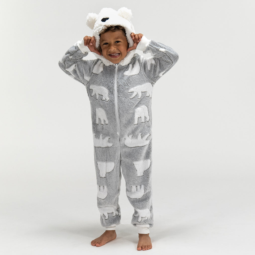 Fleece Dyr Onesie Pyjamas til Børn - Isbjørn 04