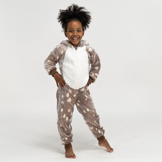 Fleece Dyr Onesie Pyjamas til Børn - Rensdyr Print 01