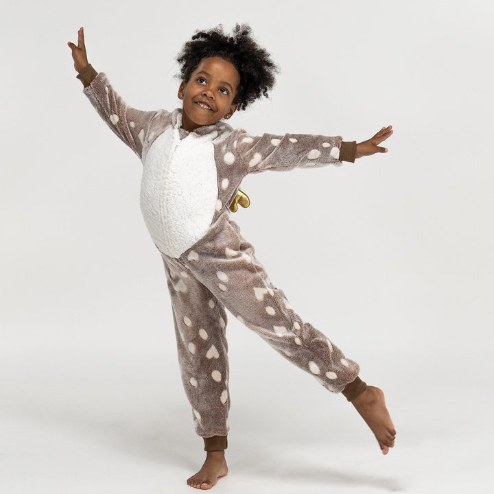 Fleece Dyr Onesie Pyjamas til Børn - Rensdyr Print 02