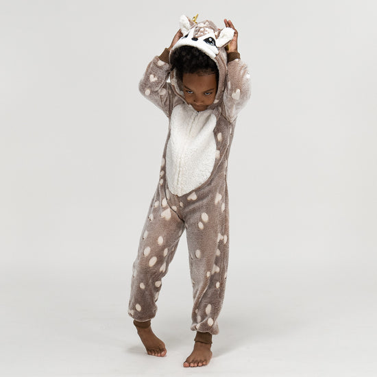 Fleece Dyr Onesie Pyjamas til Børn - Rensdyr Print 04