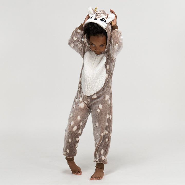 Fleece Dyr Onesie Pyjamas til Børn - Rensdyr Print 04