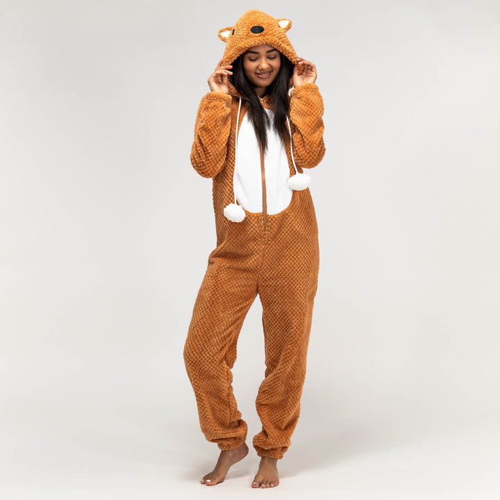 Fleece Dyr Onesie Pyjamas til Damer - Ræv 01