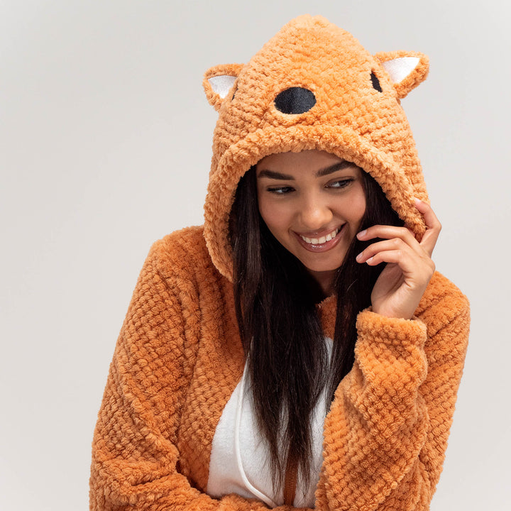Fleece Dyr Onesie Pyjamas til Damer - Ræv 02
