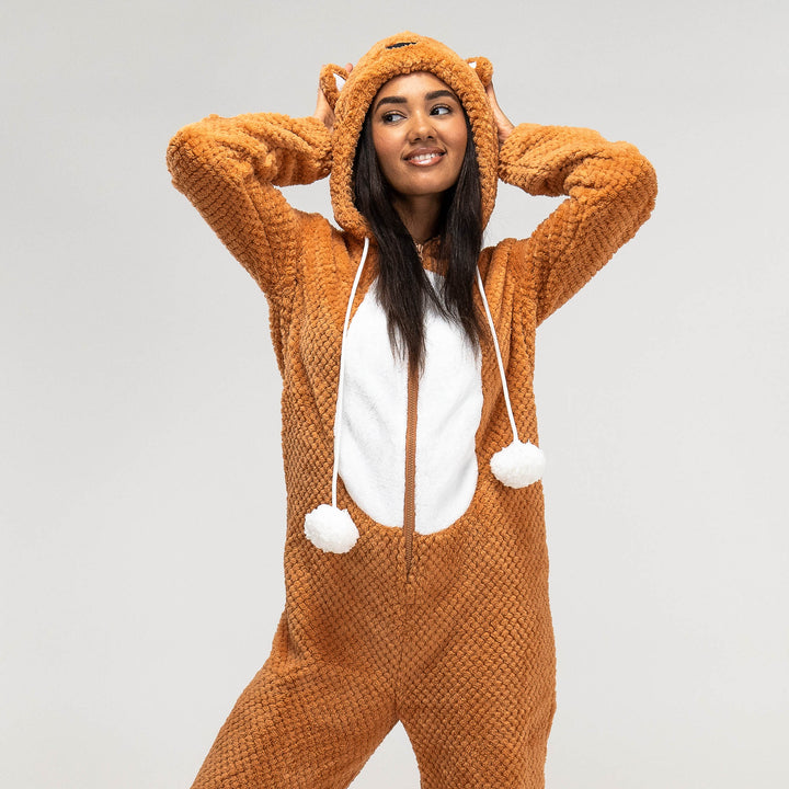 Fleece Dyr Onesie Pyjamas til Damer - Ræv 05