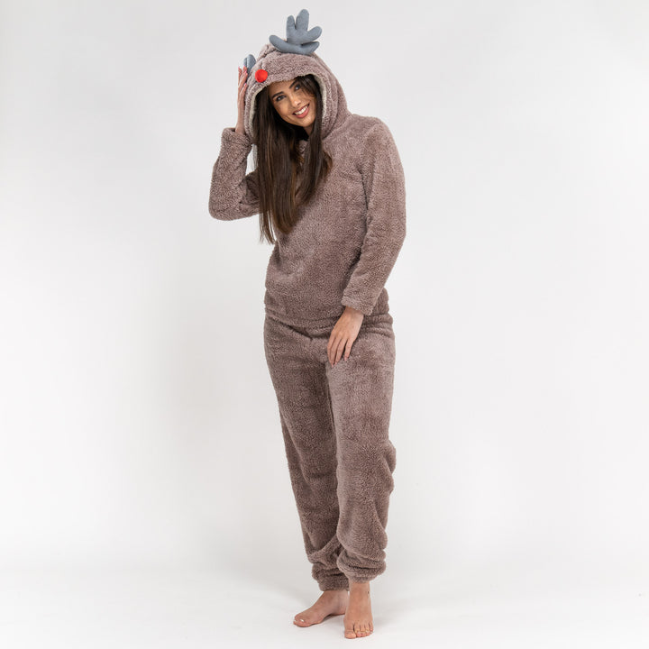 Fleece Dyr Todelt Pyjamassæt til Damer - Rensdyr 03