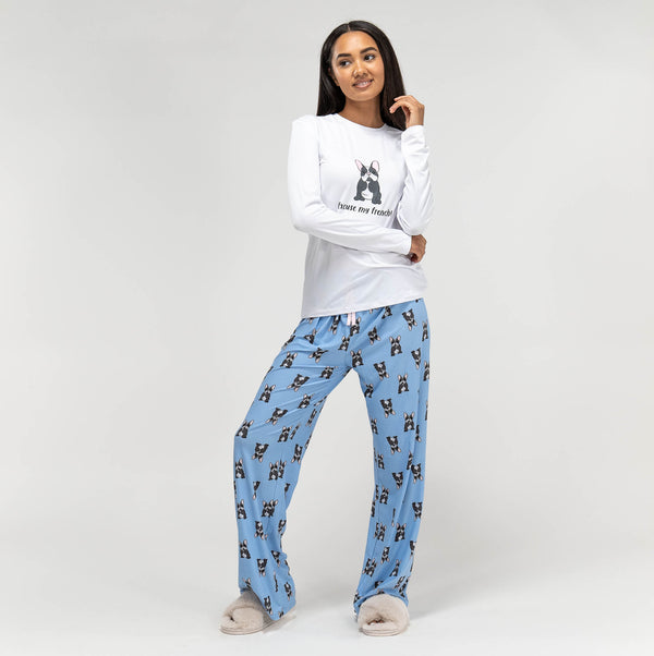 Jersey Pyjamas til Damer - Frenchie Slogan 01