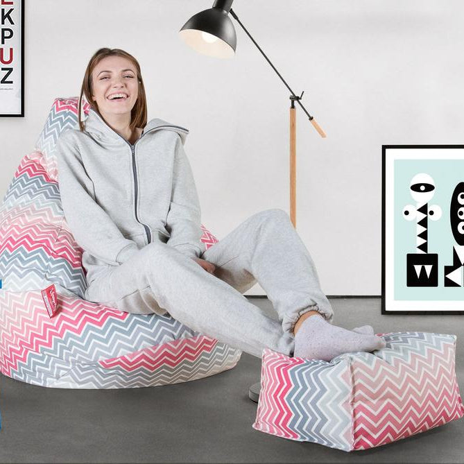 LOUNGE PUG®, Fodskammel - Trykt Chevron Pink