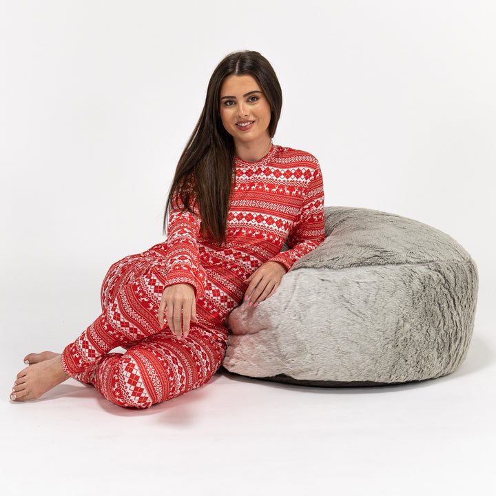 Jersey Pyjamas til Damer - Rød Fairisle 04