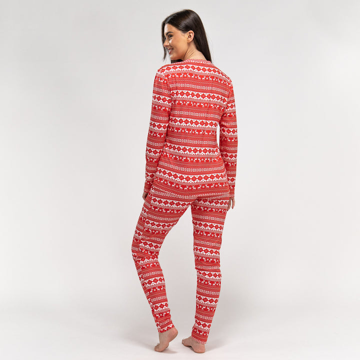 Jersey Pyjamas til Damer - Rød Fairisle 05