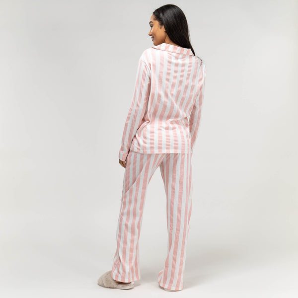 Jersey Pyjamas til Damer - Stribe Fabric Close-up Image