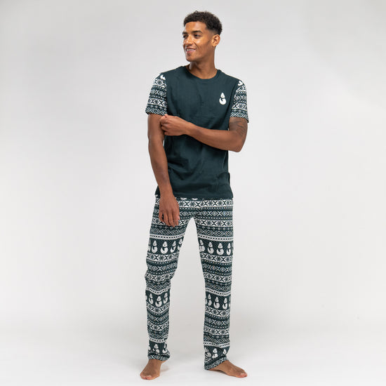 Jersey Pyjamas til Herrer - Grøn Fairisle 03