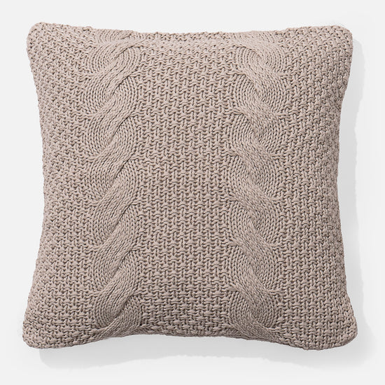 Pude 47 x 47cm - 100% Bomulds Cable Cremefarvet 01