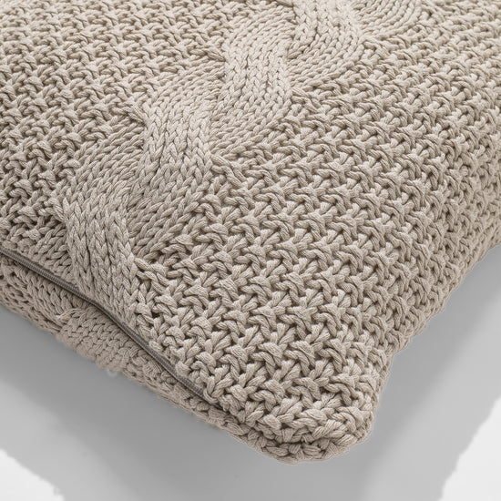 Pude 47 x 47cm - 100% Bomulds Cable Cremefarvet 02