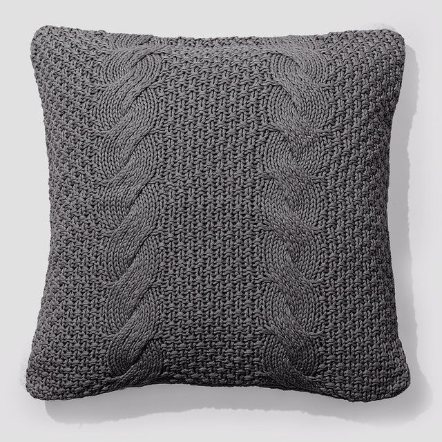 Pude 47 x 47cm - 100% Bomulds Cable Grå 01