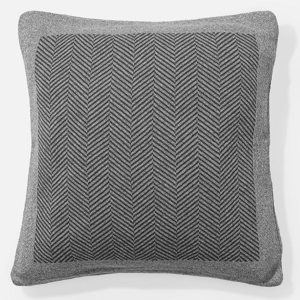 Pude 47 x 47cm - 100% Bomulds Sildebensmønster Grå 01