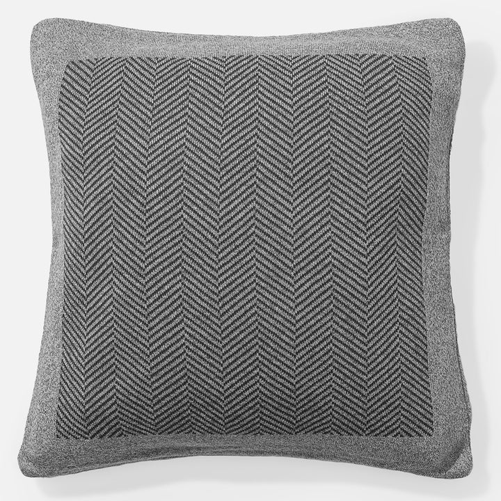 Pude 47 x 47cm - 100% Bomulds Sildebensmønster Grå 01