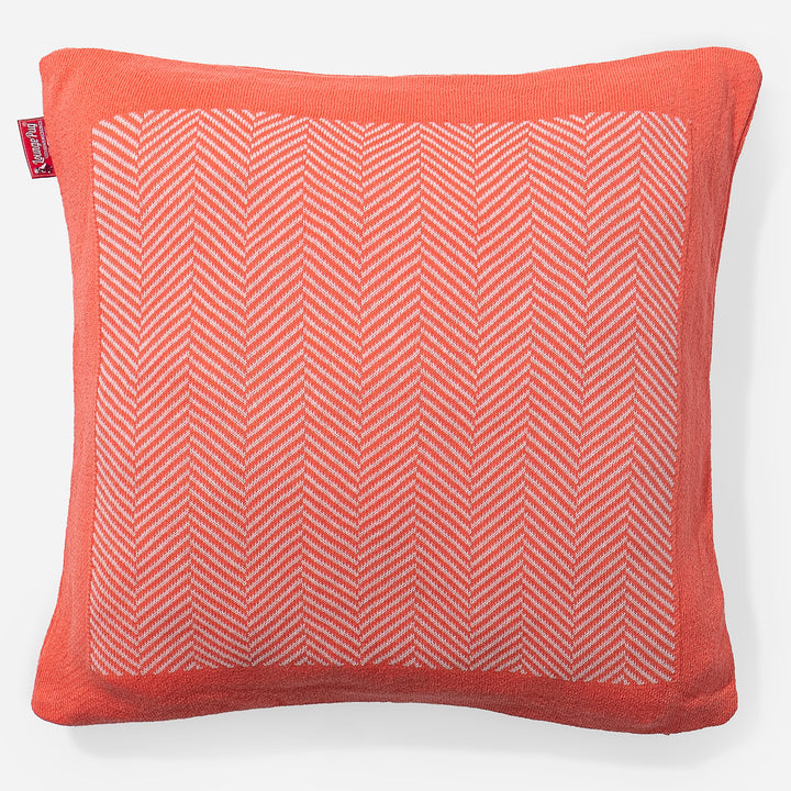 Pude 47 x 47cm - 100% Bomulds Sildebensmønster Koral 01