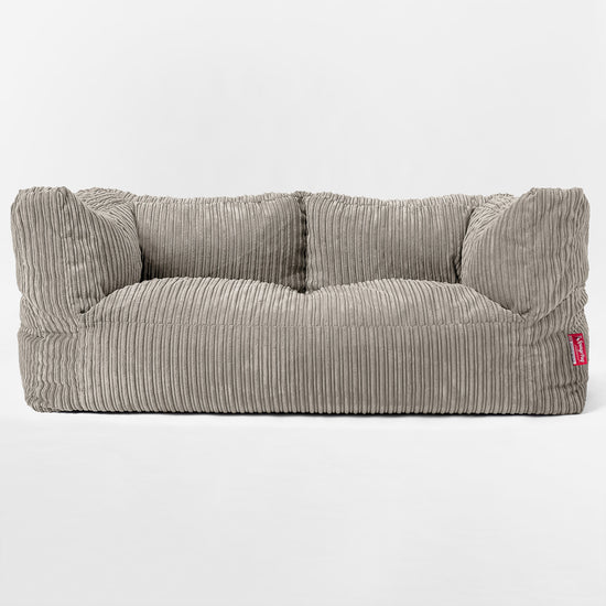 Albert Kæmpe Sækkestol til børn 2 sæder 3-14 år - Klassisk Jernbanefløjl Mink 03